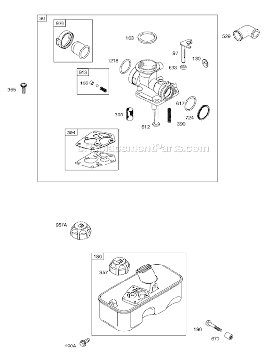 Page C Diagram and Parts List for 9F900  Briggs and Stratton Engine
